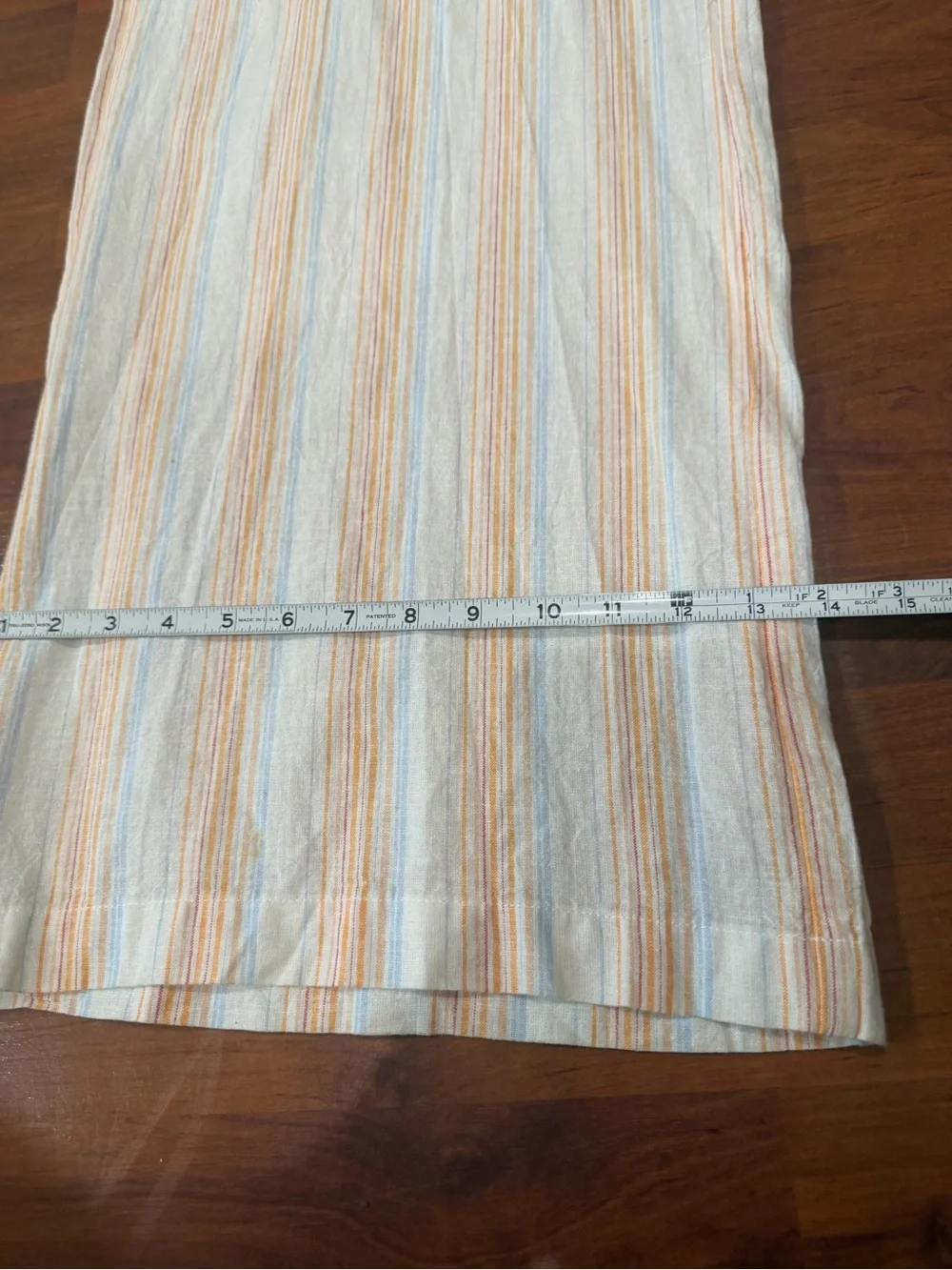 For Cynthia Palazzo Beach Pants Womens Sz L Linen Blend Wide Leg Cream Stripped